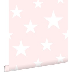 ESTAhome behang grote en kleine sterren licht roze en wit - 53 cm x 10,05 m - 138931