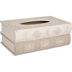 Clayre & Eef Tissue box  27x16x10 cm Beige Hout Rechthoek Boeken Tissuedoos