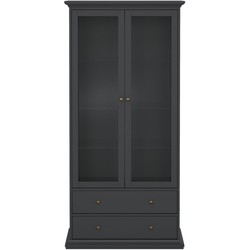 Vitrinekast met 2 glazen deuren en 2 lades B96,2 cm  SOFIA