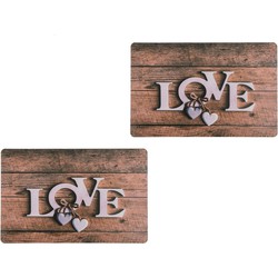 4x Rechthoekige onderleggers/placemats voor borden I love you print 29 x 44 cm - Placemats