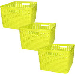 Plasticforte opbergmand/kastmandje - 3x - 18 liter - groen - kunststof - 28 x 38 x 19 cm - Opbergbox