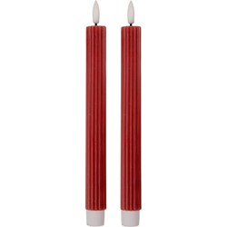 Clayre & Eef LED Dinerkaarsen set van 2 Ø 2x25 cm Rood Wax