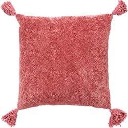 Dutch Decor NINO - Kussenhoes van katoen 45x45 cm Dusty Rose - roze - met flosjes