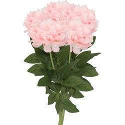 DK Design Kunstbloem pioenroos - 5x - licht roze - zijde - 71 cm - kunststof steel - decoratie bloemen - Kunstbloemen