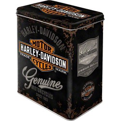 Harley Davidson logo opberg bewaarblik - metaal - 14 x 10 x 20 cm - Voorraadblikken