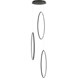 Industriële Highlight Metalen Olympia Oval LED Videlamp/Hanglamp - Zwart