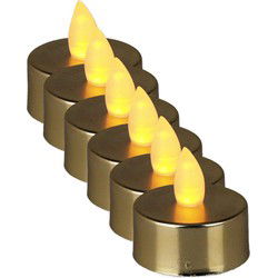 LED theelichtjes/waxinelichtjes - 6x st - goud - 4 cm - LED kaarsen