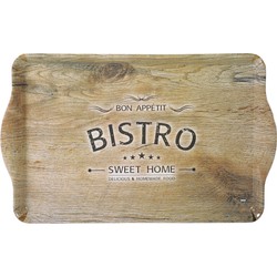 Dienblad Rechthoekig - Met Print Bistro - Design koffie / Thee dienblad - Dienblad met handvatten - Melamine - 48 x 30 x 3.5 Cm