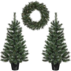 Tweedekans Black Box kerstbomen met kerstkrans set Glendon - Kunstkerstboom