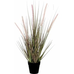 Groene Dogtail siergras kunstplanten 53 cm met zwarte pot - Kunstplanten