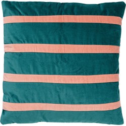 Dutch Decor PEMM - Sierkussen velvet 45x45 cm - sagebrush green - groen - roze strepen - color blocking - Dutch Decor