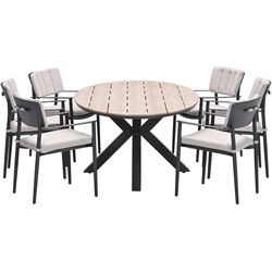 Garden Impressions Dane tuinset 7-delig - Tulli tuintafel 220x115xH75 cm - light teak vironwood