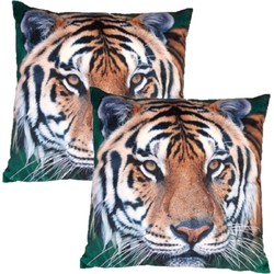 2x Woon sierkussens tijger print 40 x 40 cm - Sierkussens