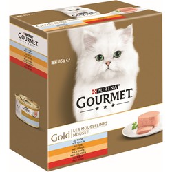 Gold mousse met tonijn, met lever, met kalkoen, met rund 8x85g kattenvoer