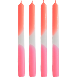 Candles- Dip Dye Tapers -Neon Pink/White/Neon Red - S4 -2,1x25 cm