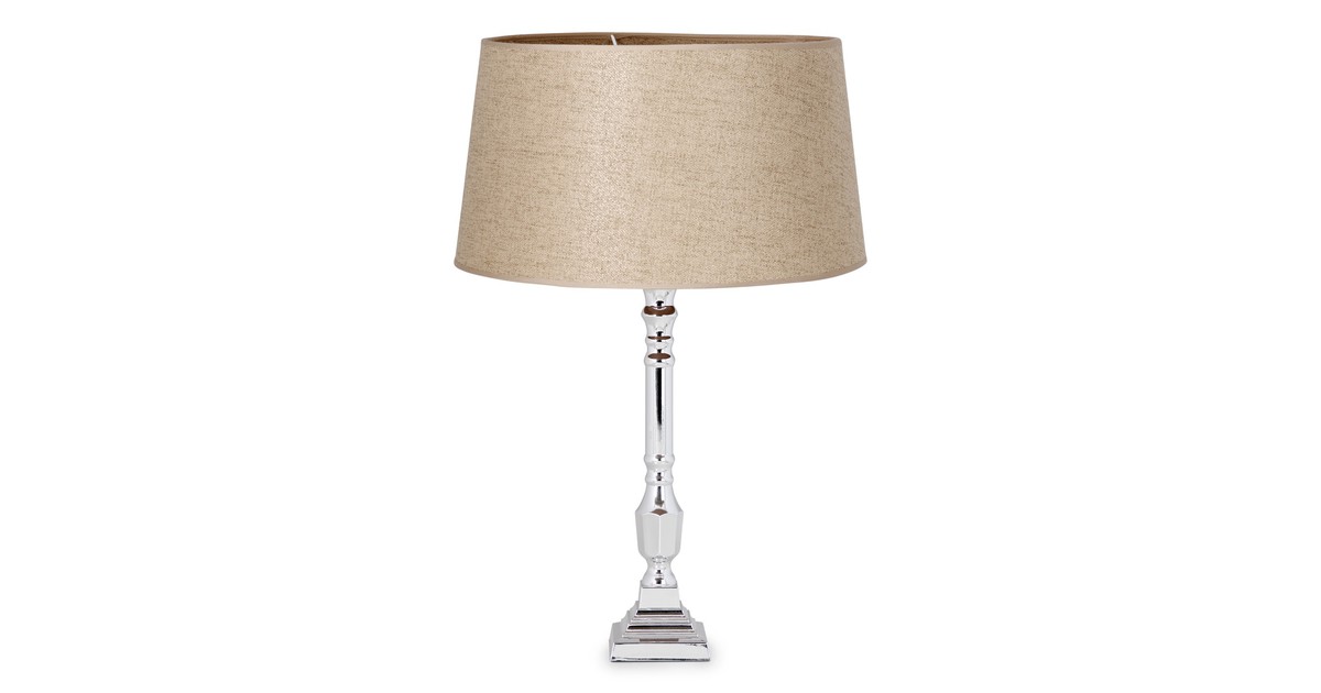 Home sweet home tafellamp Candle vierkant chroom & transparante lampenkap - Melrose - taupe
