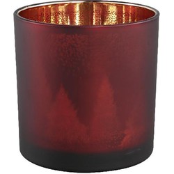 PTMD Windlicht Eleu - 15x15x15 cm - Glas - Rood