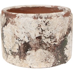 Clayre & Eef Bloempot Ø 18x11 cm Beige Groen Terracotta