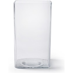 Jodeco Bloemenvaas Cubic - helder transparant glas - D13x10 x H23 cm - vierkant/accubak - Vazen