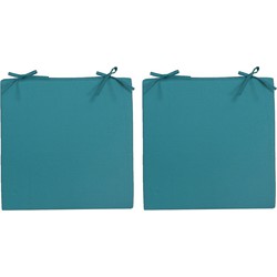 8x stuks stoelkussens voor binnen en buiten in de kleur petrol blauw 40 x 40 cm - tuinstoelkussens