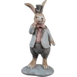 Clayre & Eef Decoratie Beeld Konijn 13 cm Beige Blauw Kunststof