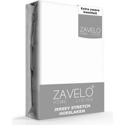 Zavelo® Jersey Hoeslaken Wit-Lits-jumeaux (190x220 cm)