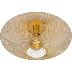 Bolvormige mat goud/messing vintage plafondlamp 45 cm E27