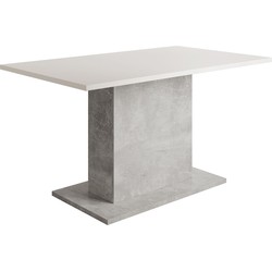Meubella Eetkamertafel Tova - Wit - Grijs betonlook - 138 cm