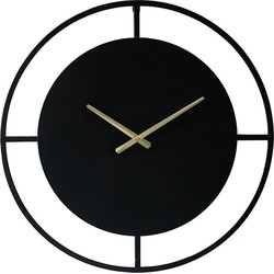 LW Collection LW Collection Wandklok Danial zwart goud 60cm - Wandklok modern - Stil uurwerk - Industriële wandklok