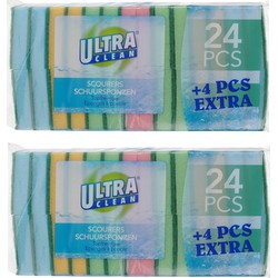 Ultra Clean - Voordelige schuursponsjes/schoonmaaksponsjes - 96x stuks - Schuursponzen