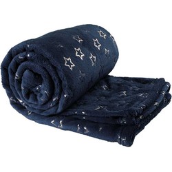 Unique Living | Plaid golden star 130x160cm dark blue