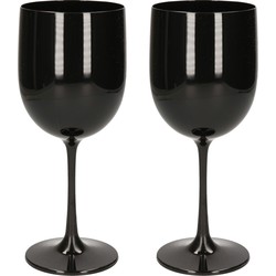 2x stuks onbreekbaar wijnglas zwart kunststof 48 cl/480 ml - Wijnglazen