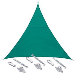 Schaduwdoek/zonnescherm Curacao driehoek mint groen 2 x 2 x 2 meter met ophanghaken - Schaduwdoeken