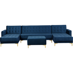 Beliani ABERDEEN - Modulaire Sofa-Blauw-Fluweel