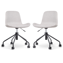 Nout-Fé bureaustoel beige - zwart onderstel - set van 2