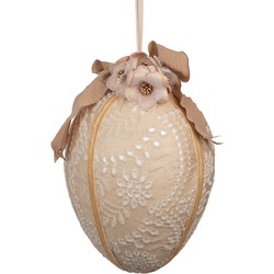 Clayre & Eef Paashanger Ei Ø 20x28 cm Beige Textiel op Kunststof