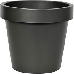 Mega Collections Plantenpot/bloempot - kunststof - zwart - D16 cm - Plantenpotten