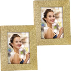2x stuks houten fotolijstje goud met glitters geschikt voor een foto van 20 x 30 cm - Fotolijsten