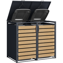 4gardenz® Containerombouw 2 Afvalbakken -Kliko Ombouw - Grijs/Houtlook