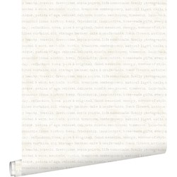 ESTAhome behang tekst beige op wit gemeleerde achtergrond - 53 cm x 10,05 m - 148340