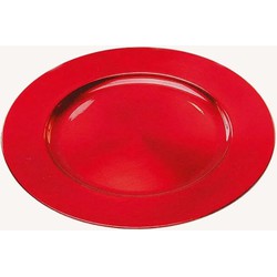 Rond kaarsenbord/kaarsenplateau rood van kunststof 33 cm - Kaarsenplateaus