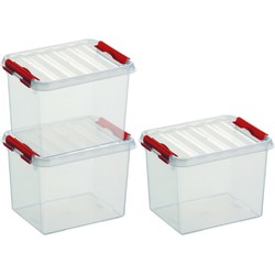 3x Kunststof stapelbare opbergbak 3 liter 20 x 15 x 14 cm - Opbergbox