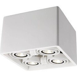 Plafondlamp wit gips vierkant design GU10x4 205x205mm
