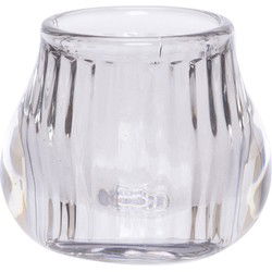 Cosy @ Home Theelichthouder - glas - grijs - rond - 8 cm - Waxinelichtjeshouders