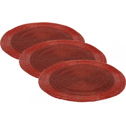 4x stuks placemats/onderleggers rood rond D35 cm - Placemats