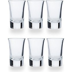 6x Shotglaasjes/borrelglazen inhoud 35 ml van glas - Shotglazen