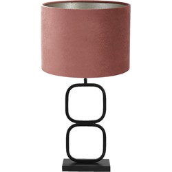 Tafellamp Lutika/Velours - Zwart/Dusky Pink - Ø30x67cm