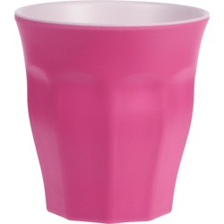 Onbreekbare kunststof/melamine roze drinkbeker 9 x 8.7 cm voor outdoor/camping - Drinkbekers