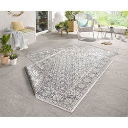 Binnen & Buiten vloerkleed - Curacao Grijs/Crème Omkeerbaar - 80 X 350 CM