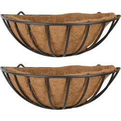 2x stuks metalen hanging basket/ruif voor aan de wand/muur 50 x 19 cm - Plantenbakken